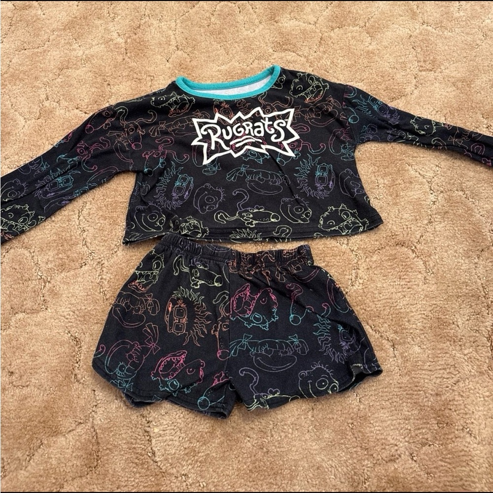 Nickelodeon Rugrats Black Pajama Set with Teal Trim